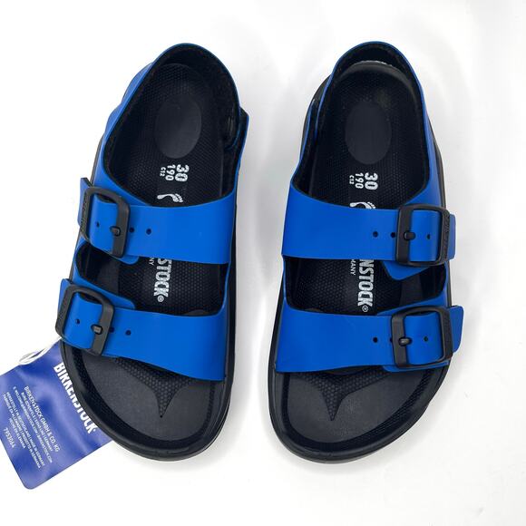 Birkenstock Mogami Blue Black Kids Birko-Flor Buckle Slingback Sandals 12 NWT - Picture 4 of 12